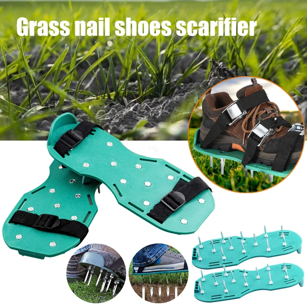 Garden Lawn Aerator Shoes Garden Yard Grass Cultivator Scarification Nail Tool Lawn Aerator Spikes Shoes Tools