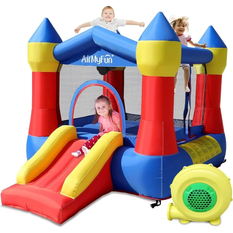 

Toddler Bounce House with Blower for Kids 3-8, Inflatable Bouncy Jumping Castle with Slide, Indoor/Outdoor Jump Bouncer House, 8