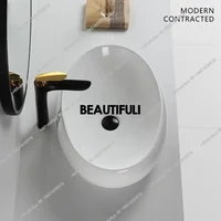 อ่างล้างหน้าทรงรีแบบตั้งโต๊ะ RR อ่างล้างหน้าเซรามิก อ่างล้างหน้าสำหรับระเบียง อ่างล้างหน้าทรงแคบสำหรับตกแต่งบ้าน 3