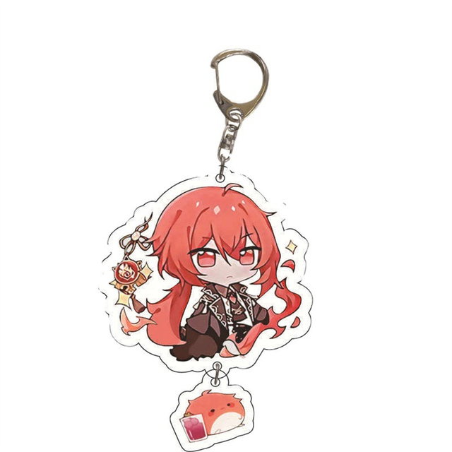 Game Genshin Impact Keychain Raiden Shogun Hutao Kaedehara Kazuha Xiao Yoimiya Cartoon Pendant Keyring Jewelry Accessories