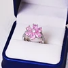2023 Exquisite Zircon Women's Ring Pink Flowers Lady Engagement Ring Party Jewelry Peach Blossom Ring Fashion Jewelry For Women 1