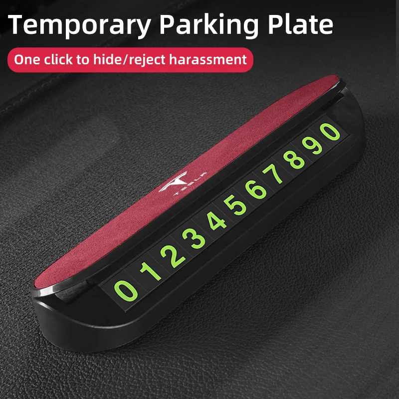 Car Interior Stop Sign Temporaneo Parking Number Card Decorazione Per Tesla Model 3 Y S X 2021 Roadster Cybertruck Juguete