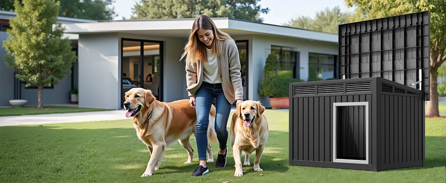 DRATO Dog House for Both Indoor and Outdoor with Weatherproof Roof Removable Floors 