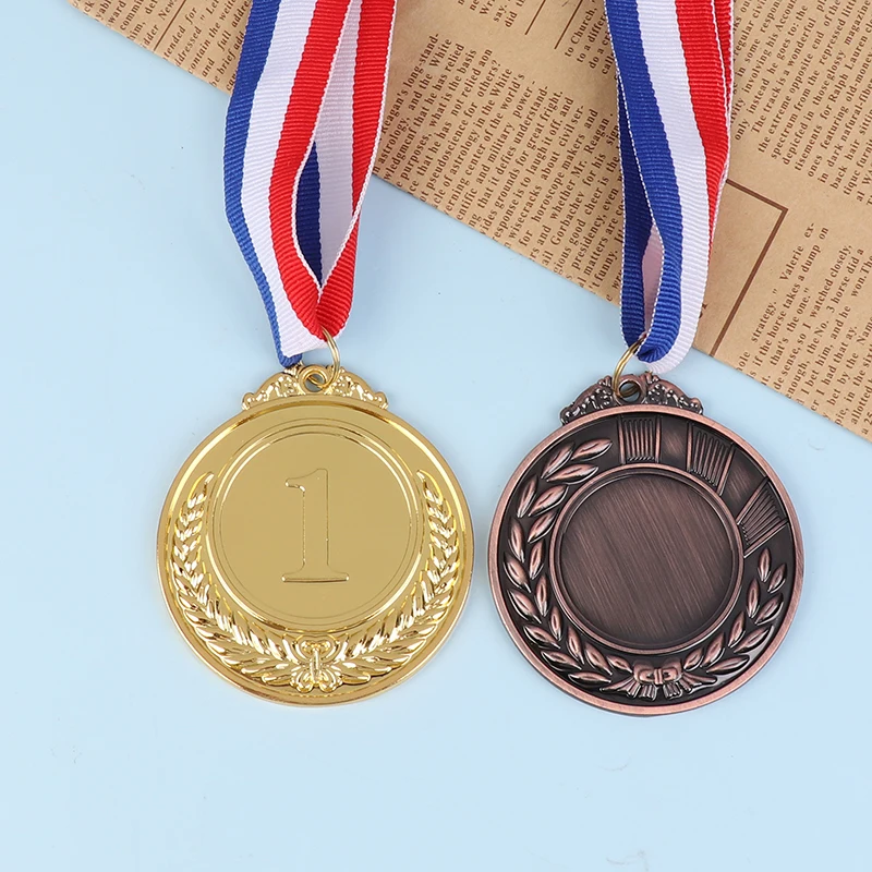 50/63MM Gold Silver Bronze Metal Award Medals Winner Reward Football Competition Prizes For Sports Academics Encourage Badge