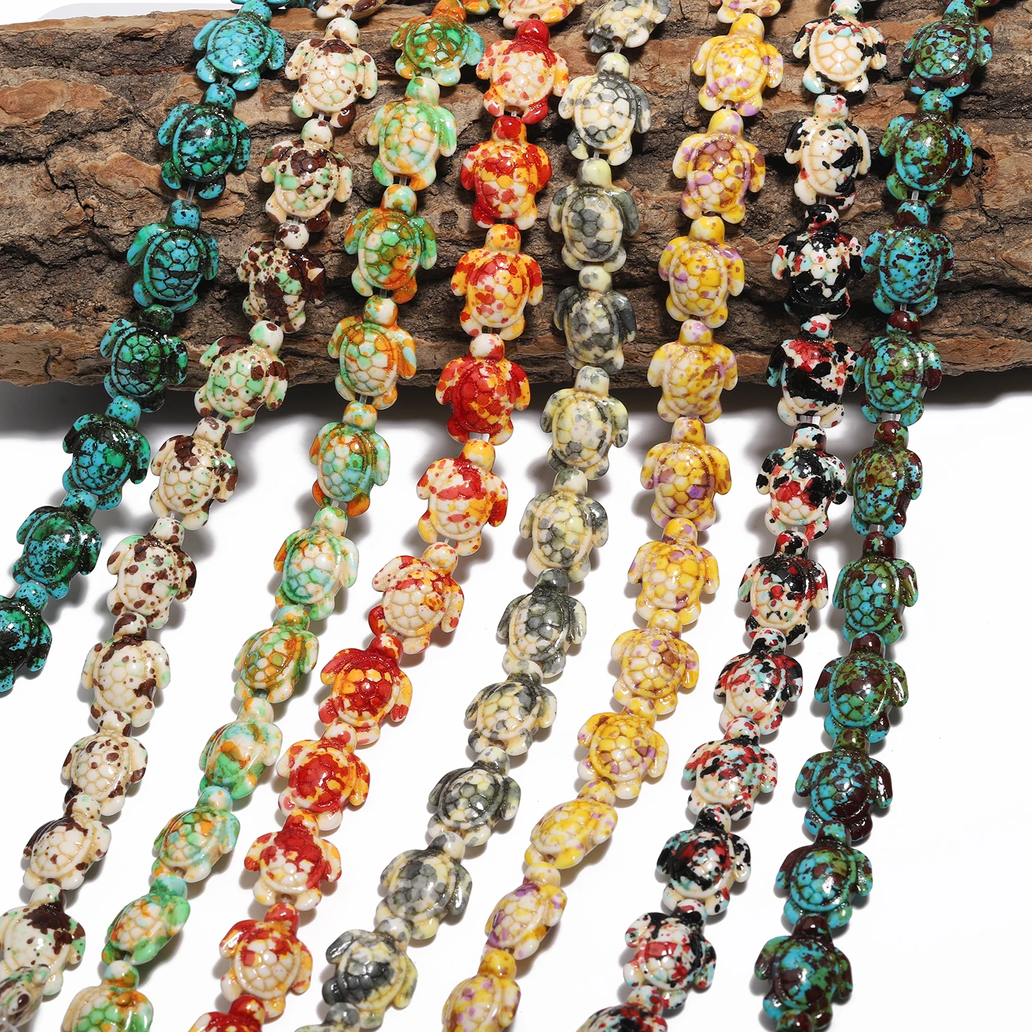 HERZWILD Perline Turchesi Forma Tartaruga Marina – 7 Fili + 20 Conchiglie, Per Gioielli Fai Da Te, Bracciali E Collane Estive