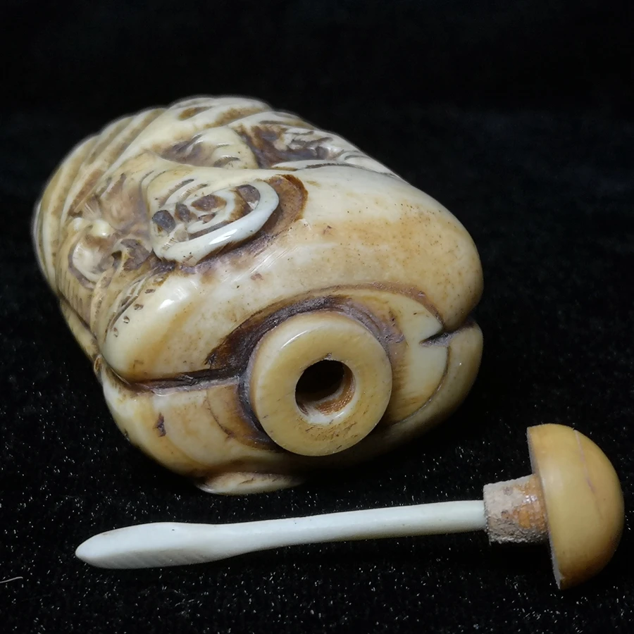 CULTUER ART 2.8” Old Chinese Hand Carved Animal Elephant Snuff Bottles Ornaments Collection desk Decoration gift 6