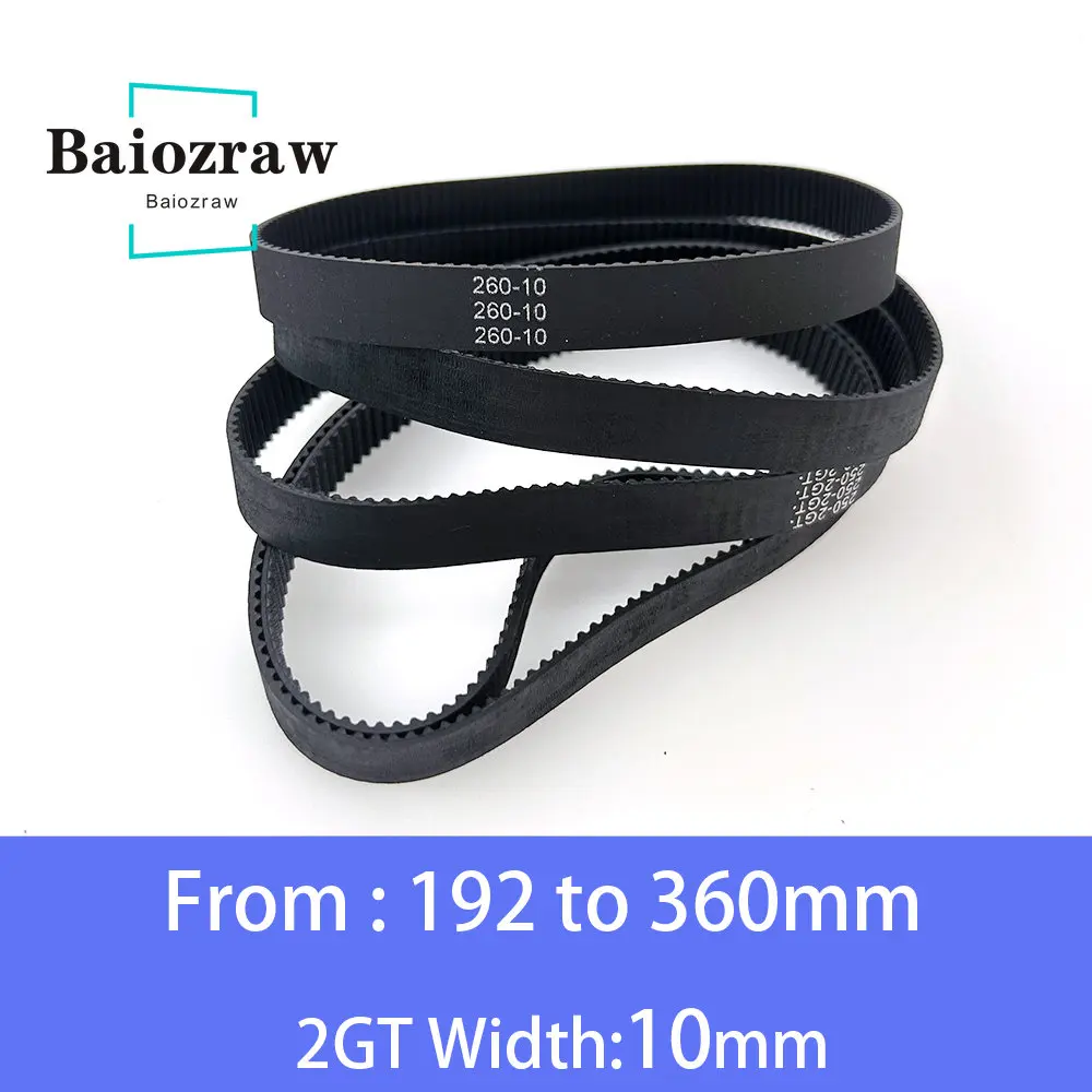 3D Printer Parts GT2 10mm Closed Loop Rubber Timing Belt 192 200 202 220 232 240 250 260 280 294 300 320 340 350 360mm 2GT 1pcs 3d printer parts gt2 6mm closed loop rubber timing belt 1512 1520 1524 1540 1600 2000 2500 3000 3230 3600mm 2gt 1pcs