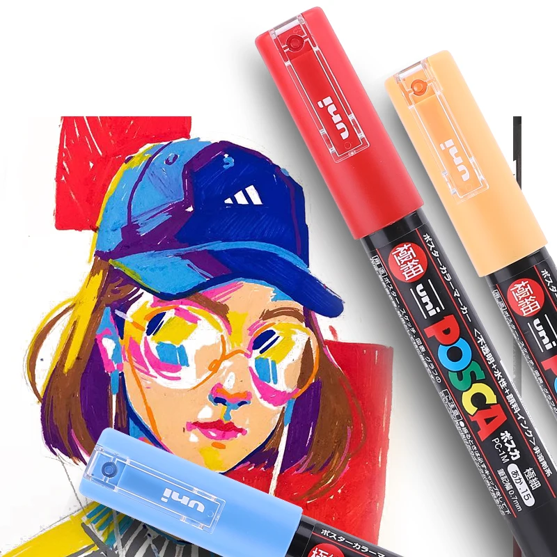 1pcs 일본 Uni Posca 마커 펜 PC-5M 페인트 펜 팝 포스터/낙서 방수 학생 사무실 문구 용품