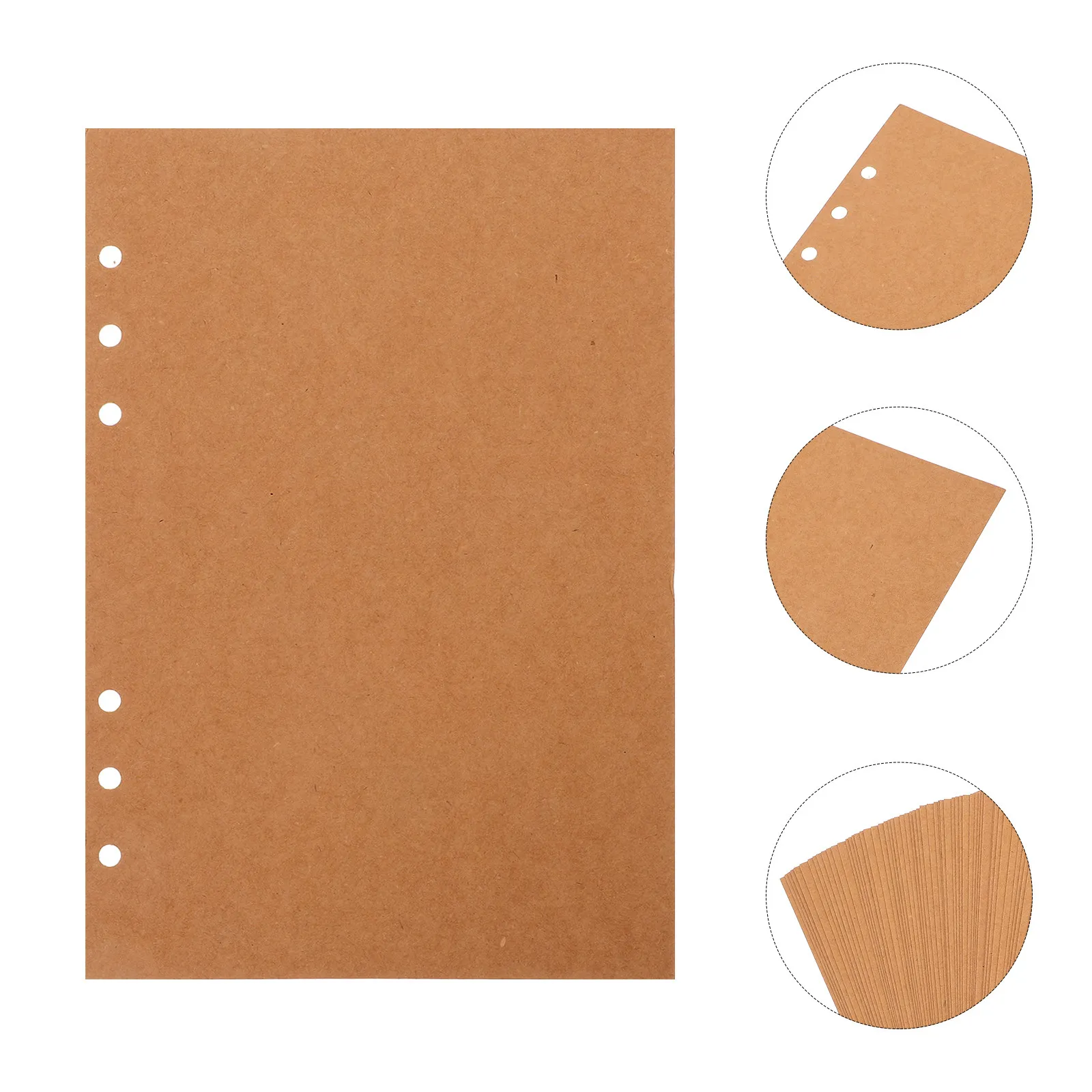 60매 크라프트 종이 노트 리필용지, 만년필용 루즈리프 노트 용지, 매끄러운 표..