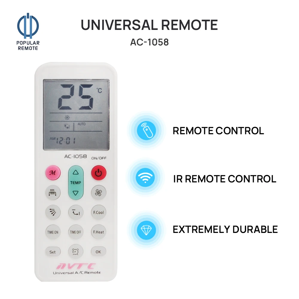 Universal Air Conditioner Remote Control AC1058 Low Power Consumption