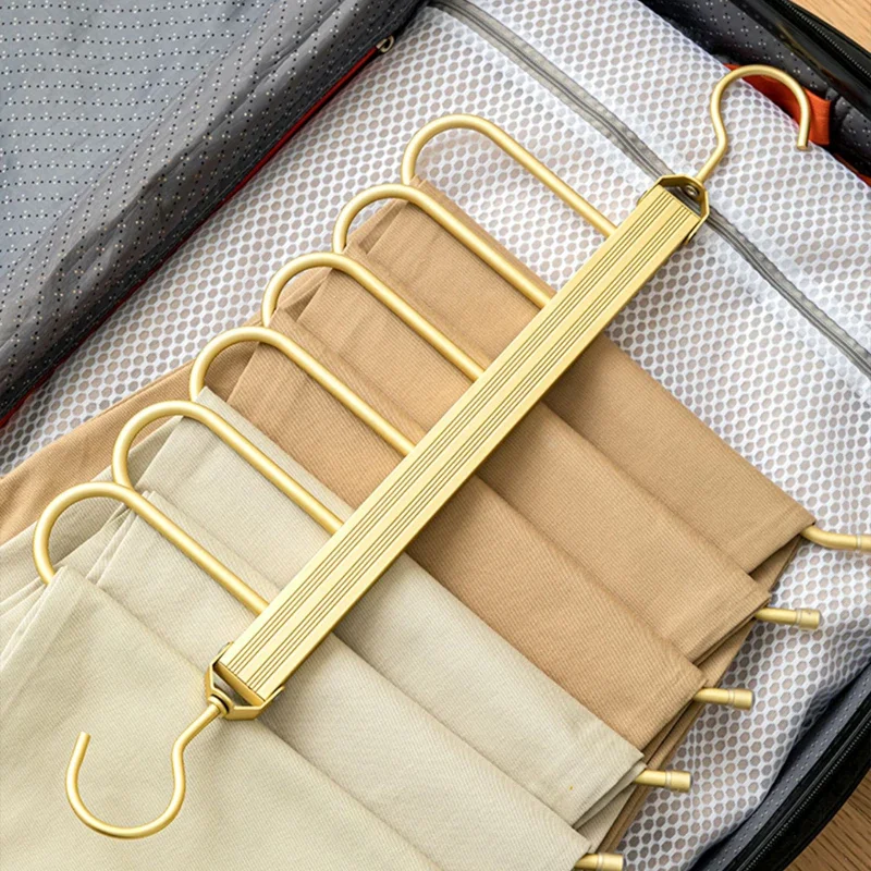 

1 Folding Magic Scarf 6 Aluminium In 360° Rotatable Hanger Pant Save Rack Trouser Space Alloy Tie Organizer Storage Hangers