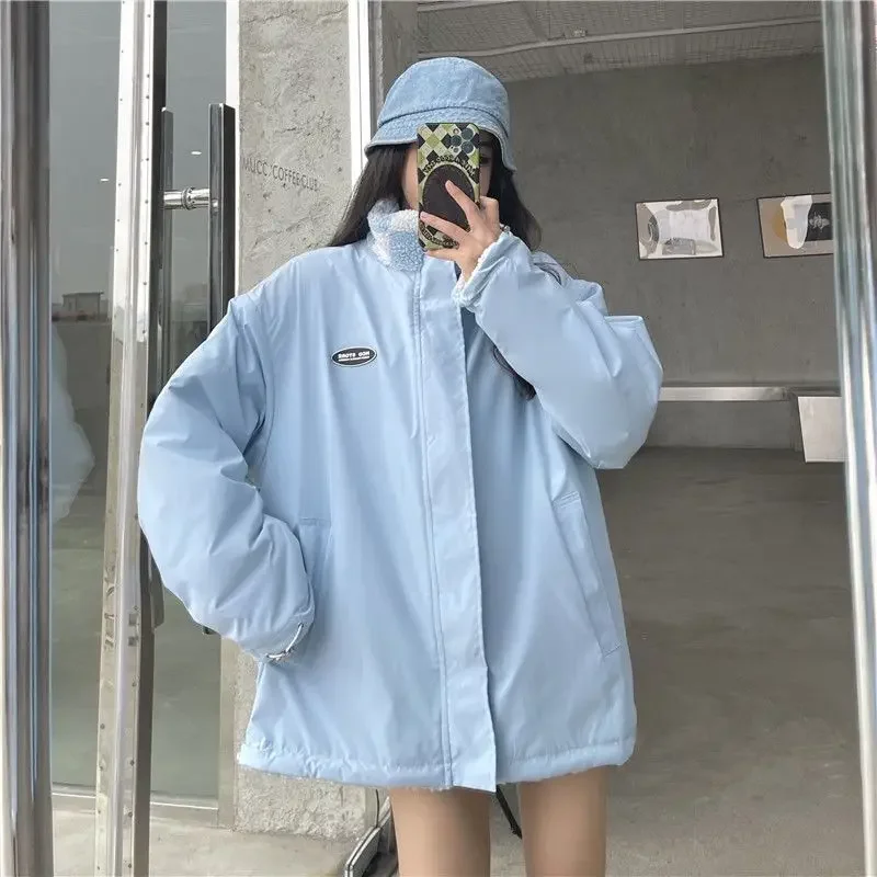 الخريف/الشتاء زوجين الوقوف طوق القطن معطف الوجهين...