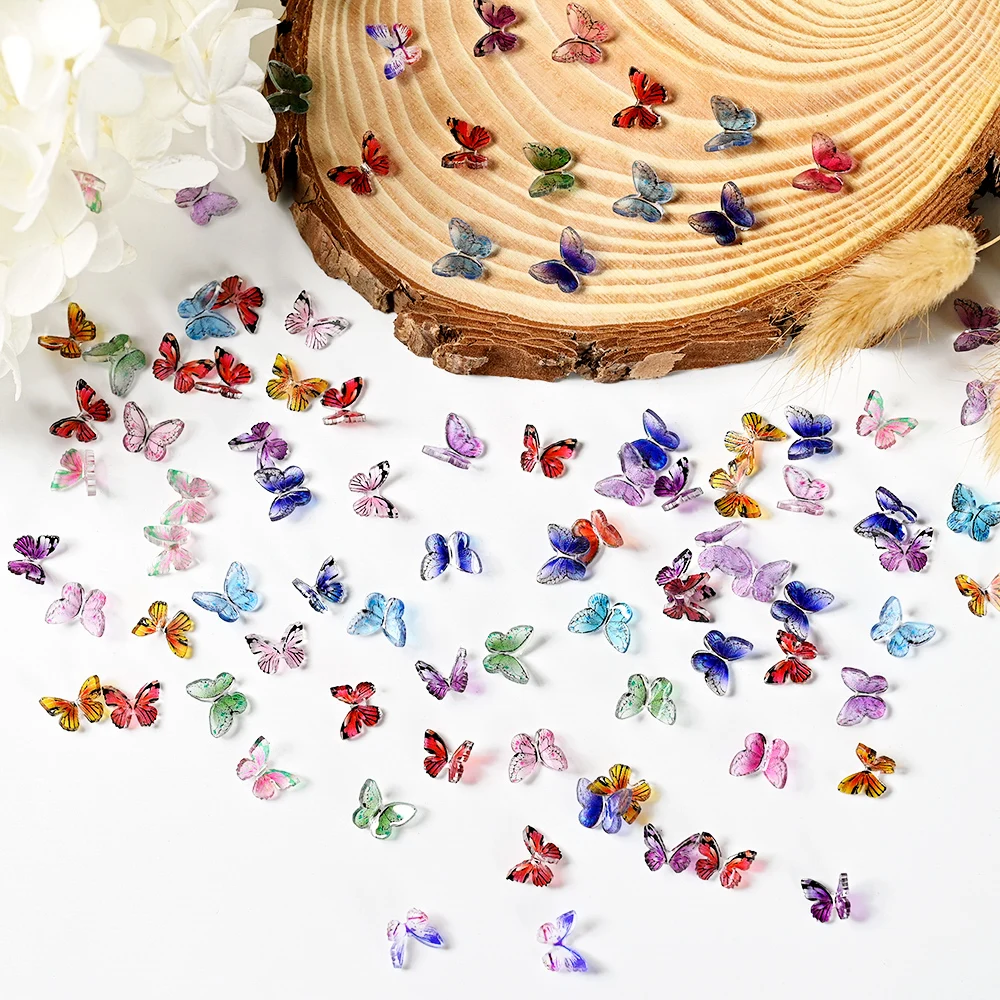 20PCS 3D Nail Butterfly Fairy Jewelry Web Celebrity Charm Resin Drill Acrylic Nail Decoration Rhinestone DIY Manicure Supplique