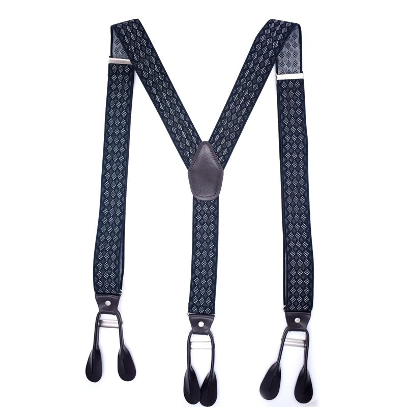 Fashion Man's Button Suspenders PU Leather Braces Adjustable Elastic Bretelles Y-Back Ligas Tirantes New Size 3.5*120cm