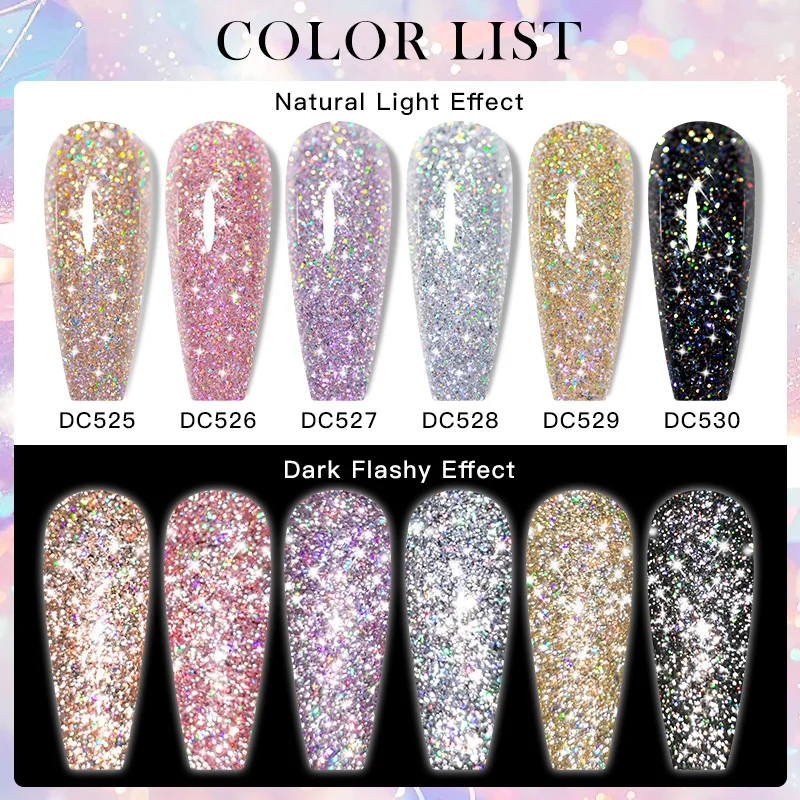 Glitter Reflective Gel Nail Polish Application