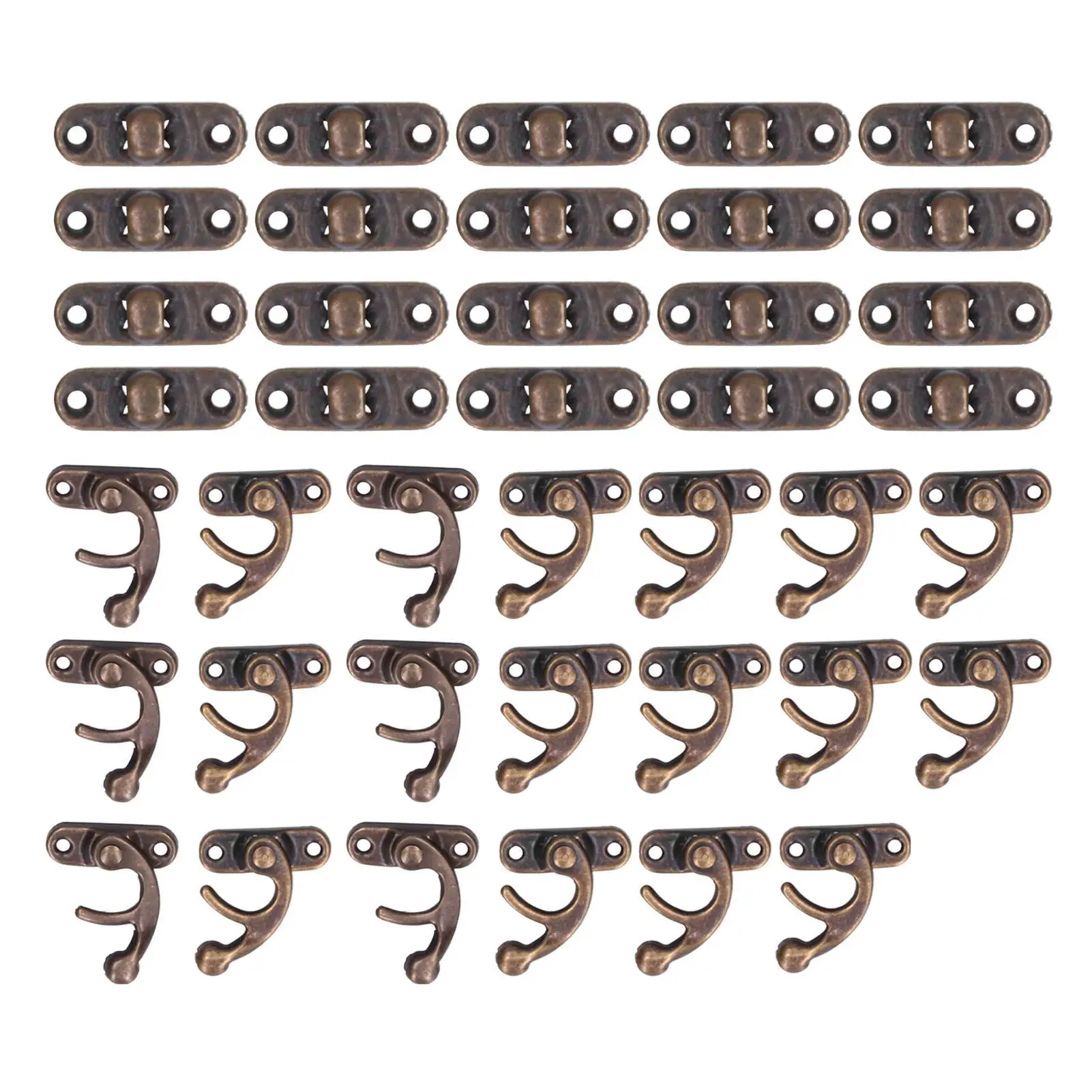 20Set Antique Aluminum Alloy Hook Hasp Horn Lock Latches for jewelry Box Luggage Hardware
