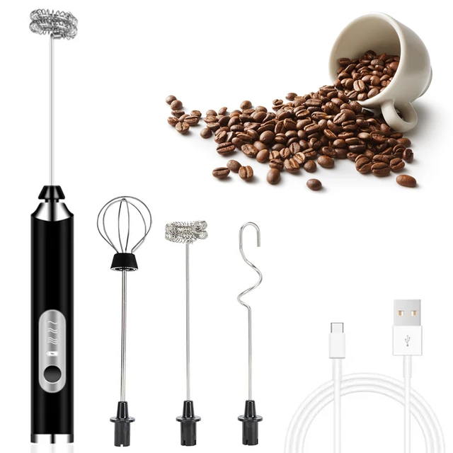 Elektromos Tej Frotter Kézi Habkészítő 3 Fejű Usb -Vel Újratölthető Habkeverő Kávéhabvicskeverék - Image 2