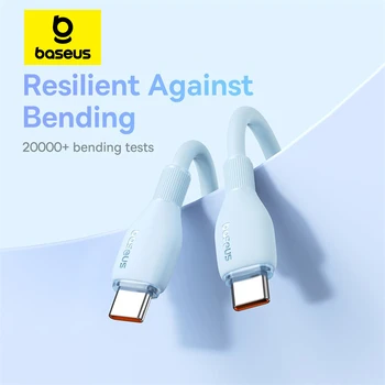 Baseus PD 100W USB C 고속 충전 케이블, 아이폰 15 용, 삼성 샤오미 화웨이 맥북 데이터 와이어 충전 케이블, 소프트 TPE