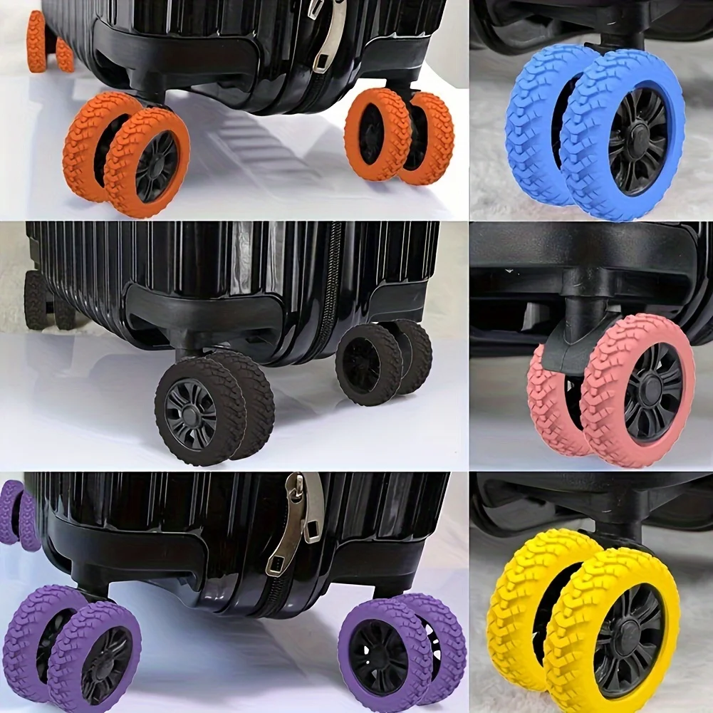 Wheels Protector Silicone Wheels Protector Wheel Cover 8PCS Colorful Silicone Wheels Cover Luggage Wheels Protector