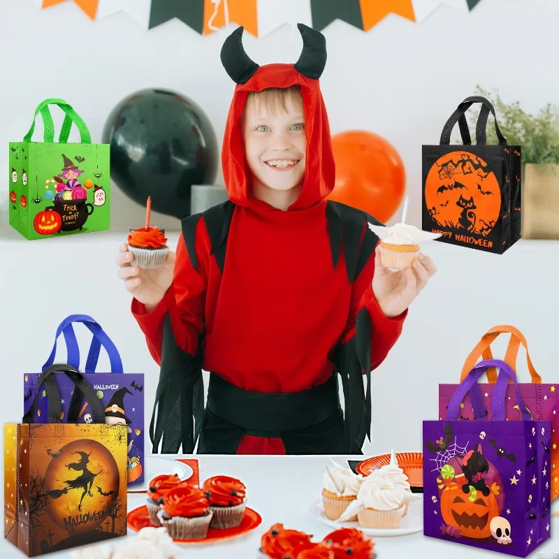 Colorful Non Woven Halloween Treat Bags for Kids Party Favors