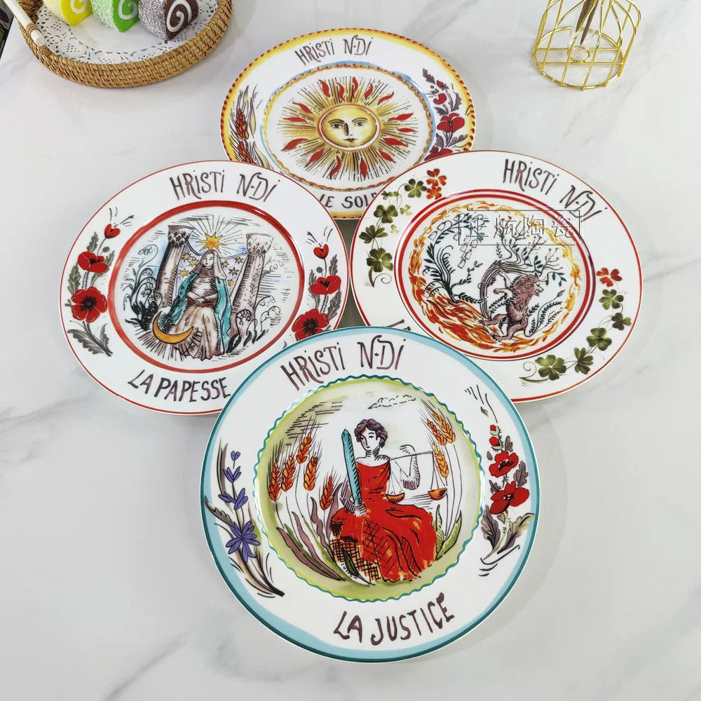 

Nordic Ceramic Steak Dinner Plate Round for Salad Dessert Cake Fruit Food Kitchen Household Products Breakfast Dessert Plate Set
