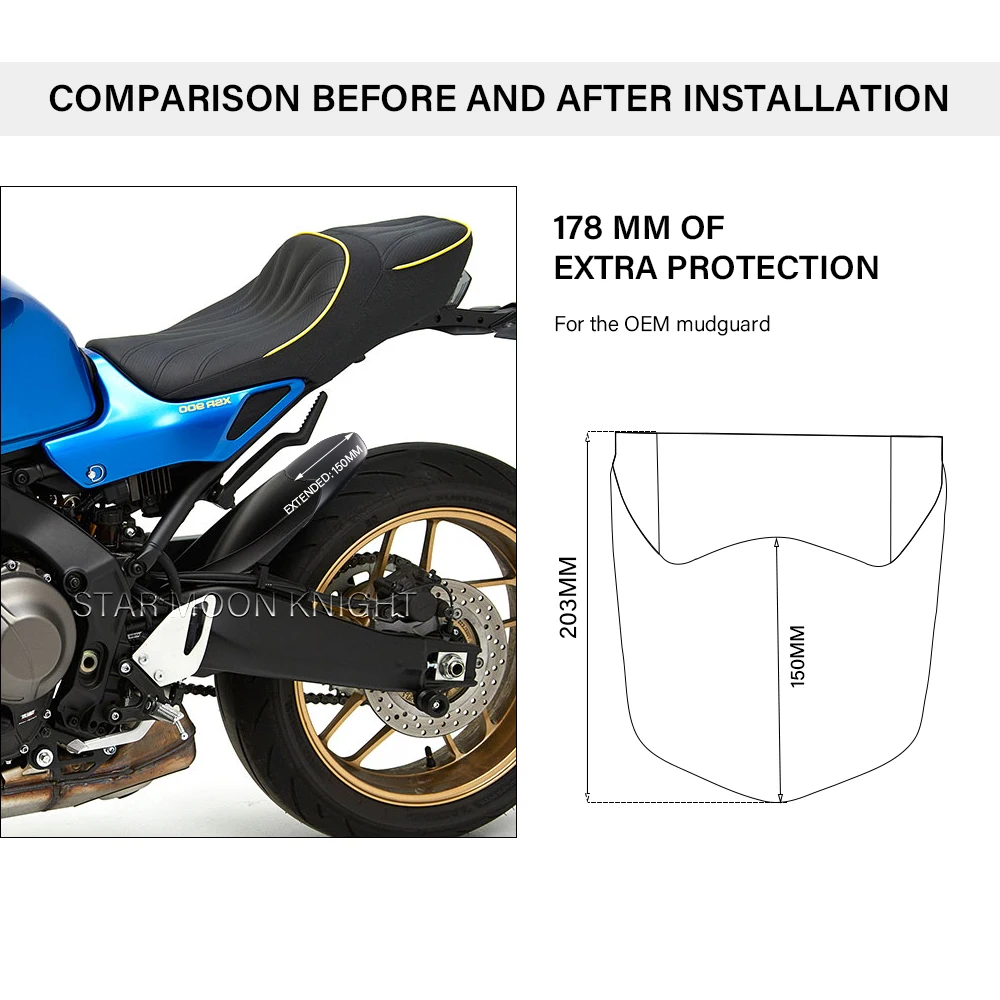 ヤマハXSR900,Xsr 900-2022用プラスチックバックマッドガード