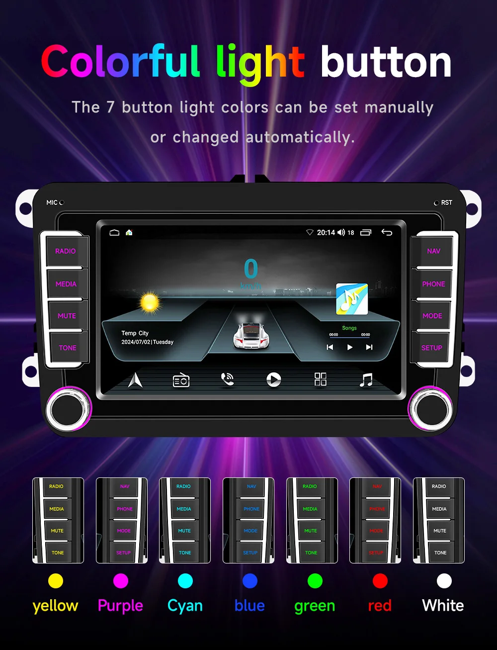Car Multimedia Player Wireless Carplay Adapter 7&ldquo; For Volkswagen VW CC Passat B7 Polo Golf 5 6 Jetta mk5 mk6 Mirrorlink FM WIFI GPS RDS