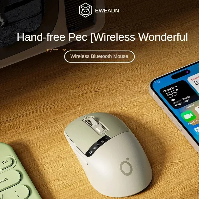 EWEADN Q2 2.4G Wireless Bluetooth Dual-mode Mouse 1600PDI Rechargeable Silent Mouse With Display For Laptop Office Home