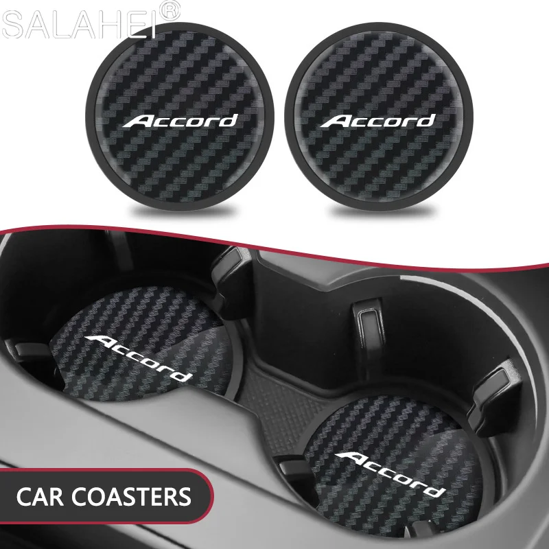 2pcs Car Interior Water Coaster Cup Pad Non-Slip Mat Honda Accord 7th 8th 9th 10th 2003 2007 2010 2014 Accessories Cup Holder Coasters Car Coaster Pads