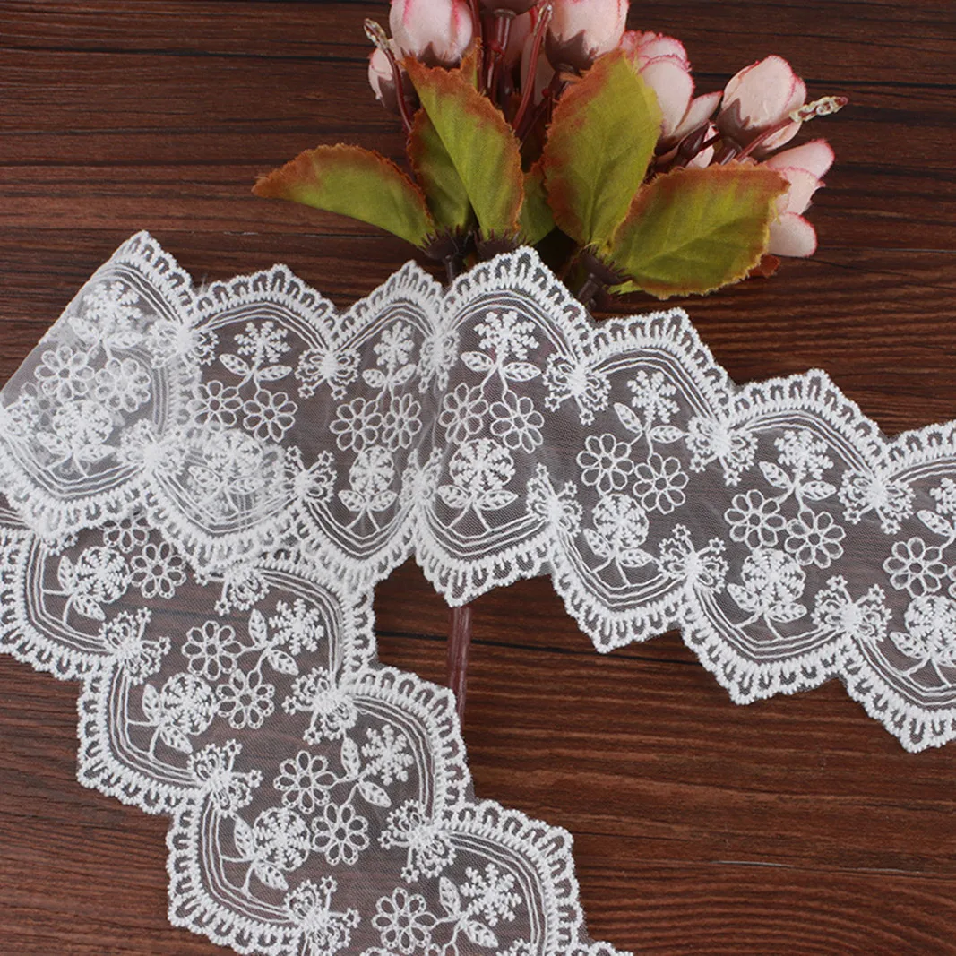 

5Yards Of 8.2cm Width Milk Silk Lace Fabric Handmade DIY Clothing Lingerie Neckline Webbing Decoration Accessories