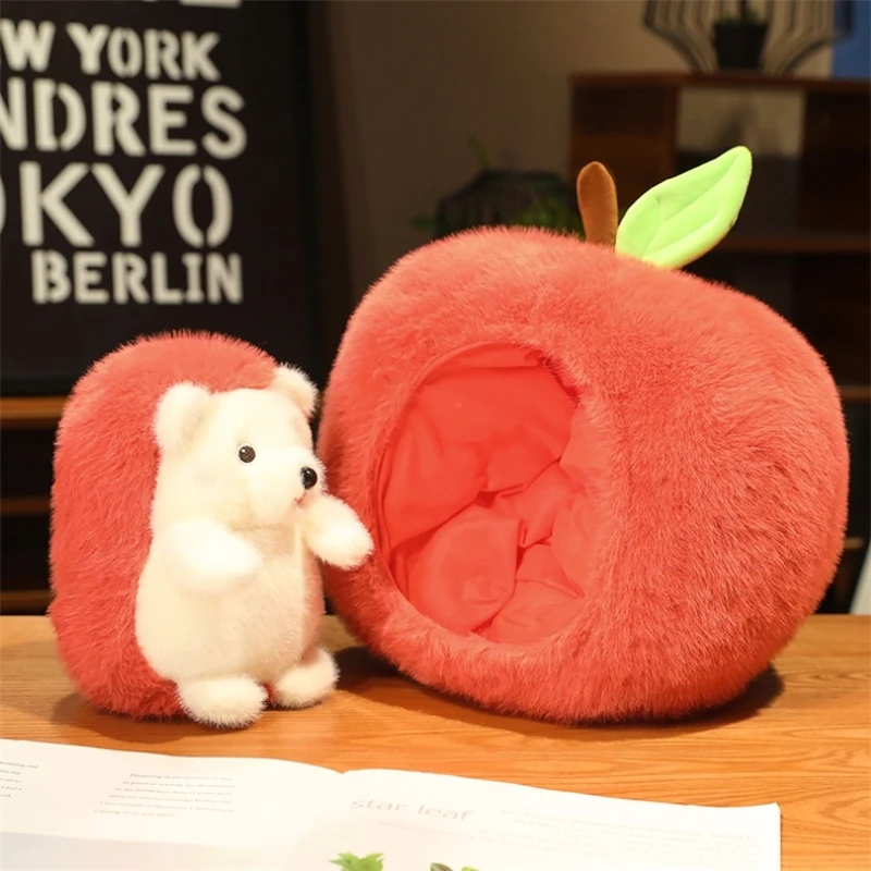 Cute Hedgehog Stuffed Animal Plush Doll in Apple Pillow, Cute And Soft Home Decor Dolls 3