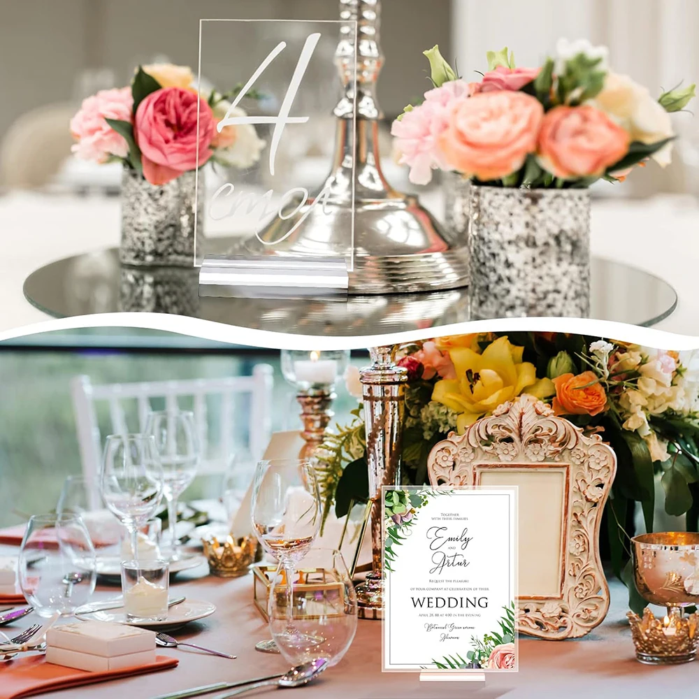 10Pcs Acrylic Place Card Holders Table Number Stands Card Display Office Home Wedding Party Decor