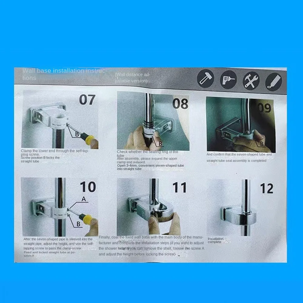 Description Picture 6 of itemCreative Adjustable Shower Rod Holder Shower Slide Rail Bar Stand Clamp Lifting Rod Fixed Bracket Bathroom Accessories