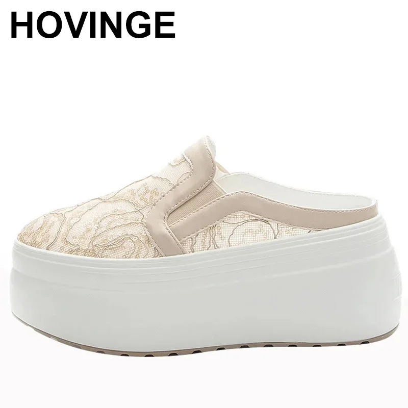 

New Women Sneakers Slippers Breathable Mesh Casual Mules Shoes Female Fashion Sneaker Chain Leisure Woman Vulcanize Slides