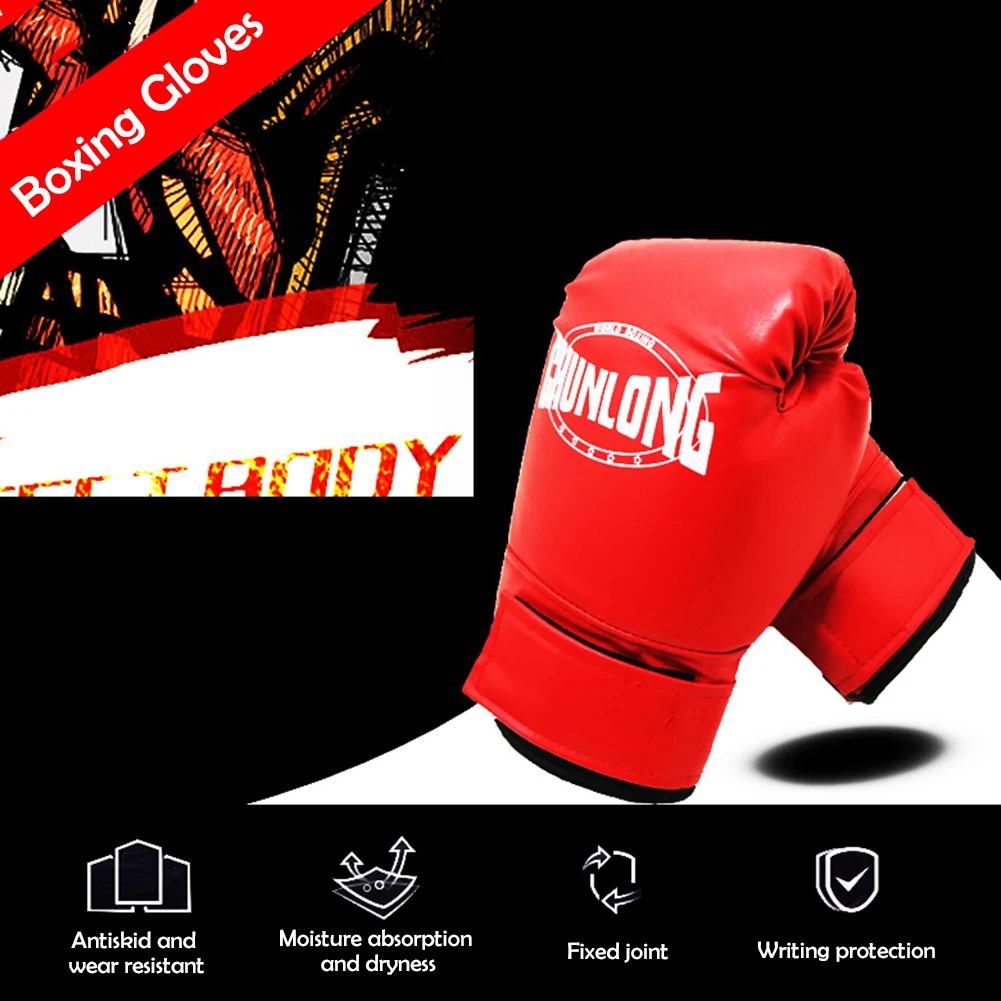 1 Pair Printing Thickened Kick Boxing Gloves Sanda Women Men Training Gloves