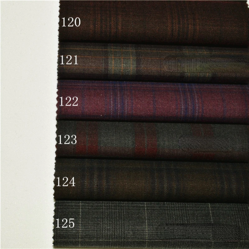 0.5m Super180s High-End Suit Fabric Worsted High-Count Red Coffee Gray Red  Purple Gray Plaid Wool Fabric Suit Pants Skirt Suits