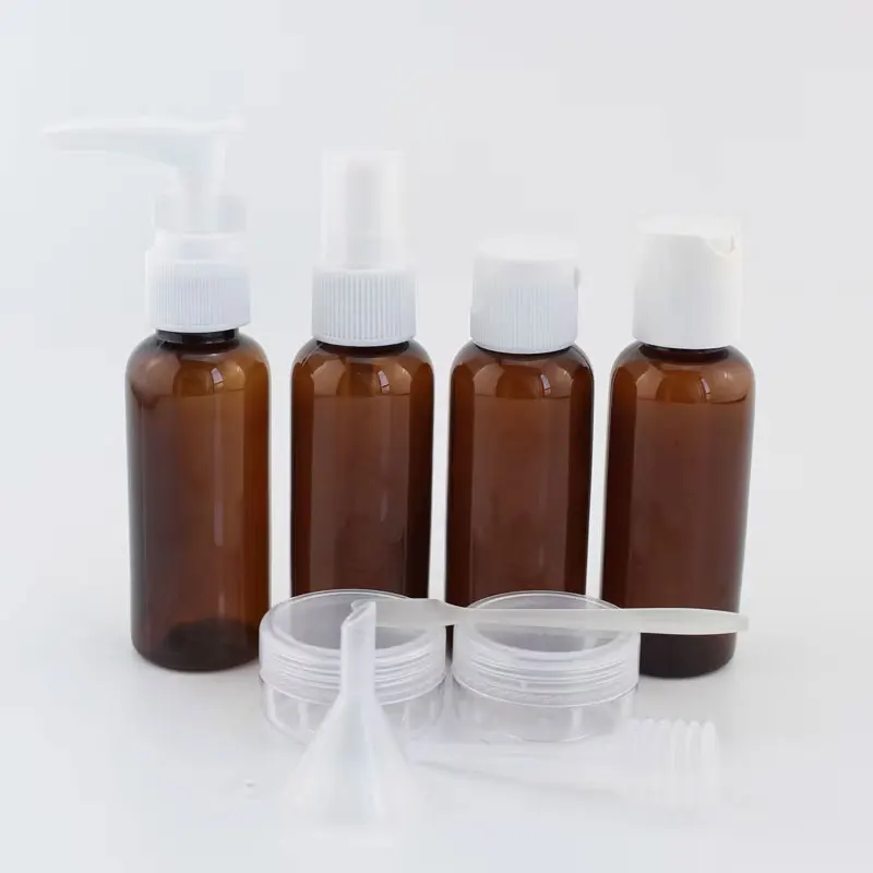 10pc/set Portable Travel Cosmetic Bottle Kit Personal Care Makeup Container Bottles By Plane Spray Lotion Cream Pump Container