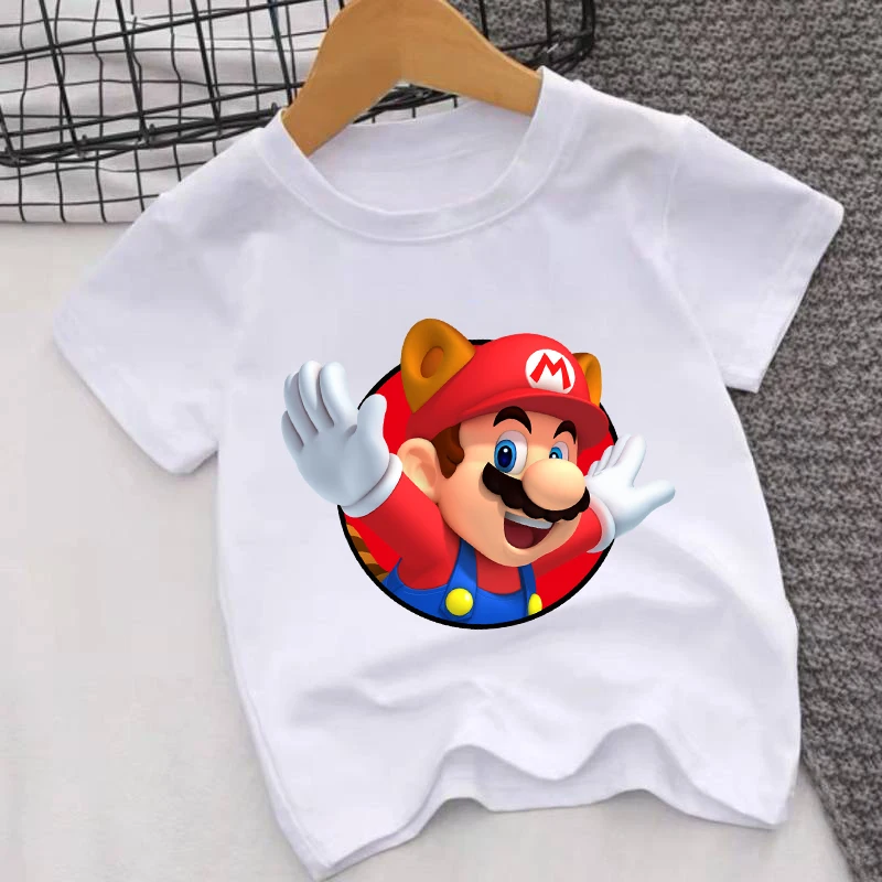 Super Marios Kids T Shirt Cotton Peach Princess Girl Clothes Marios Bros Anime Game Tee Shirt Cartoon Printed Infant Summer Tops