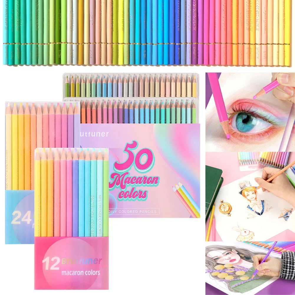  Pastel Colored Pencils, 50 Color Macaron Colored