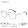 JMISUS 2025 Fashion Aviator Prescription Eyeglasses for High-quality Metal Photochromic Pilot Square Optical Glasses Man