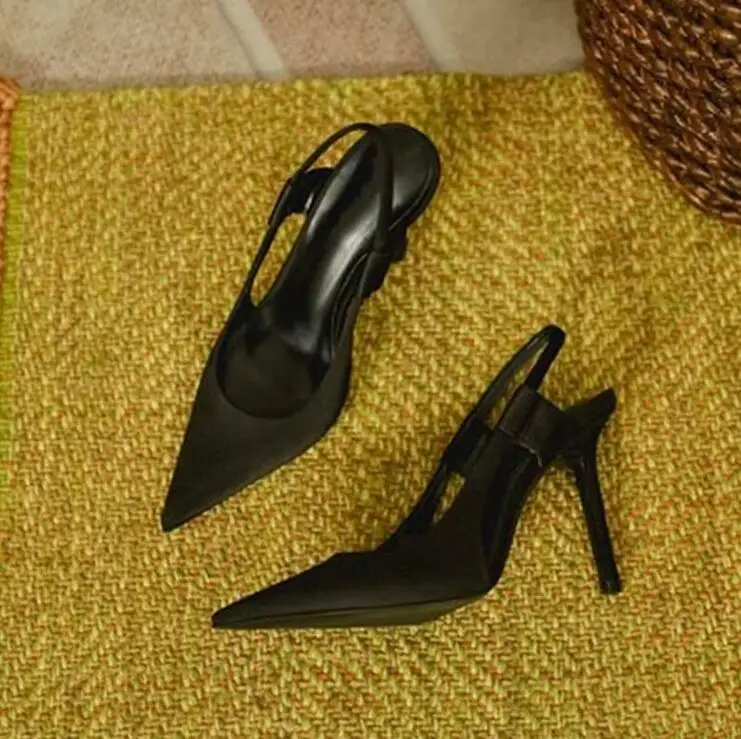 2024 New Spring New Brand Women Slingback Sandals Pointed Toe Slip on Thin High Heel Ladies Elegant Pumps Shoes Drss Sandals