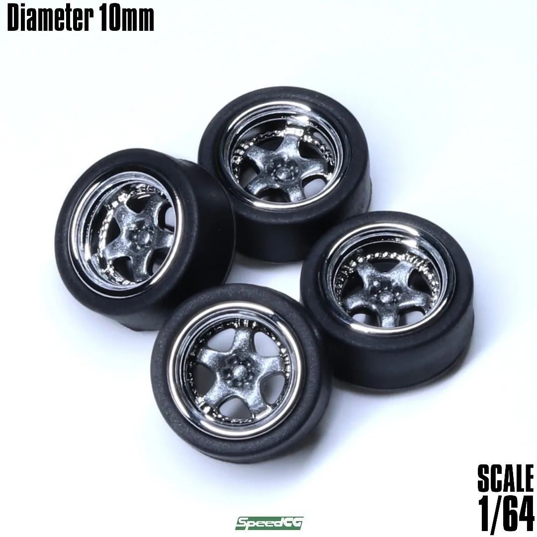 SpeedCG 1/64 ABS Wheels with Rubber Tire Type J Modified Parts Diameter 10mm For Model Car Racing Vehicle Toy Hotwheels Tomica 2