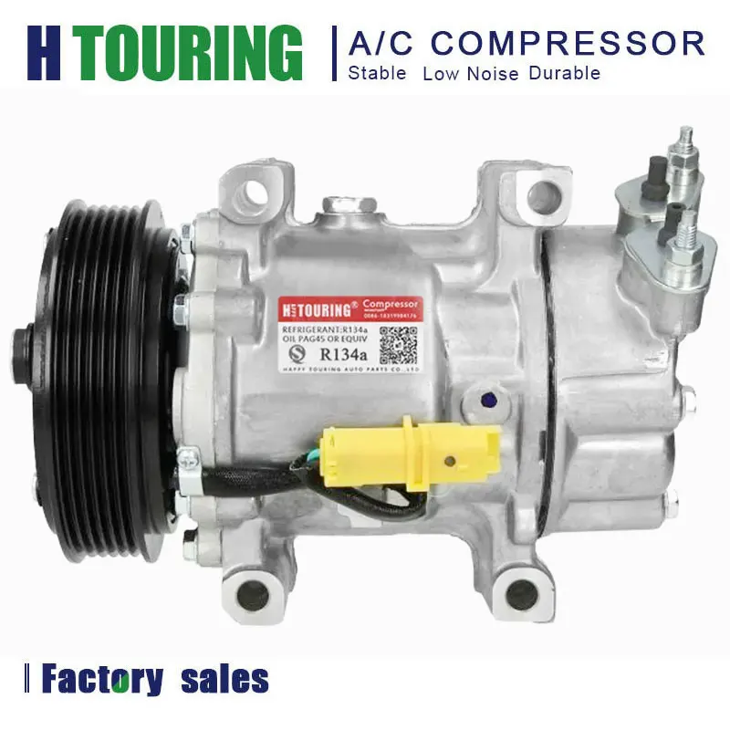 

AC Compressor For Peugeot 206 307 / Citroen C2 C3 Sanden Sd6v12 6453GZ 6453JL 6453JP 6453KS 6453LF 6453LH 6453LN 6453LS 6453QE