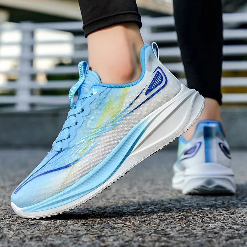 Men's Breathable Mesh Running Shoes Lightweight Soft Sole Trainer_voghion.com