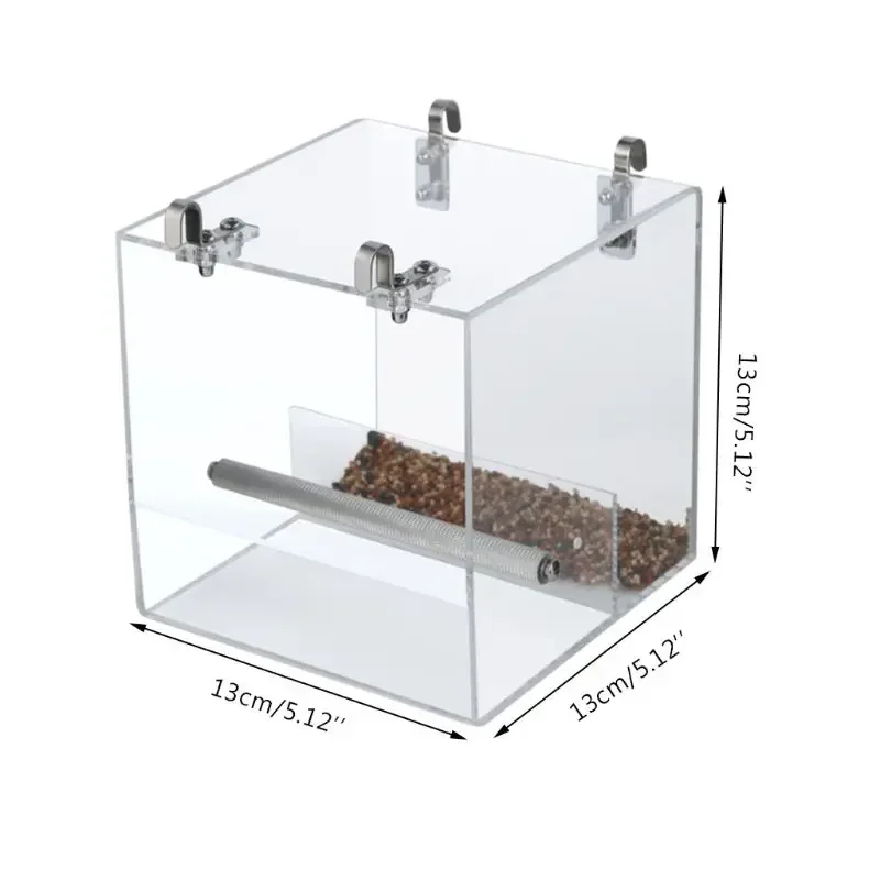 Transparent Acrylic Bird Feeder Parrot Food Box Hanging Feeding Tray Spill-proof Cup Bird Automatic Feeder Cage Accessories bird feeder parrot feeder bird supplies