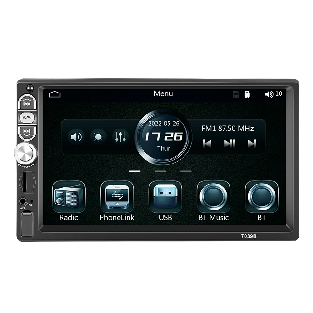 

7 Inch Single Din MP5 Radio with Physical Buttons Carplay Android Auto Video Multimedia Player Bluetooth-Compatible Mirrorlink