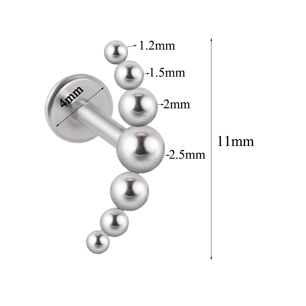 Ear Studs 1PC Surgical Steel Labret Flat Base Crystal Cluster Helix Tragus Cartilage Piercing Jewelry 16G
