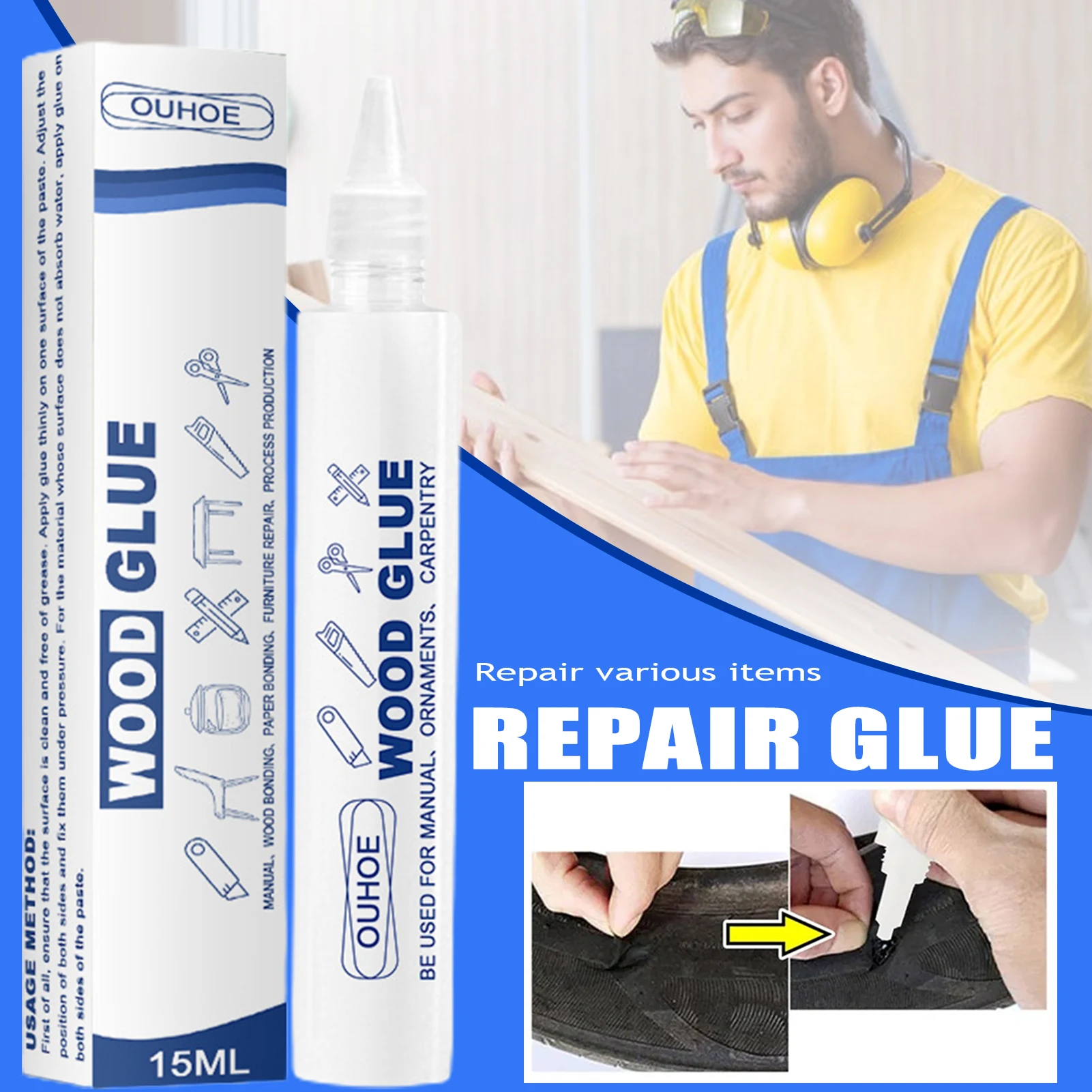 Waterproof Wood Glue White Wooden Craft Glue Ceramic Cloth Repair Adhesive Wood Ceramic Caulk