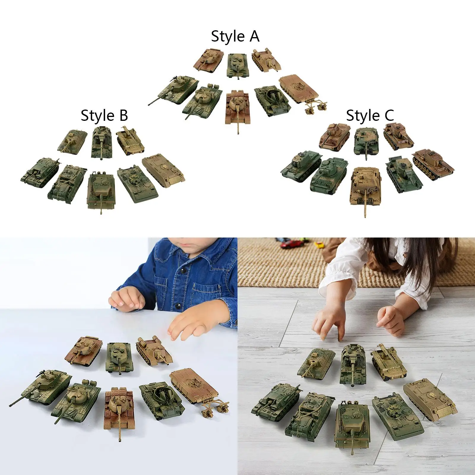 8x 1/72 탱크 모델 키트, 섬세한 디테일 건설, 4D DIY 조립, 파티 호의 수집품, 유품 전시, 어린이 소년