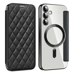 Leather Flip Case with Card Holder & Magnetic Closure - Enhanced Camera Protection Phone Cover - S24PLUS (Black)